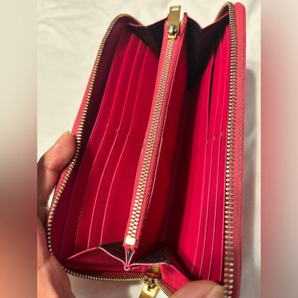 YSL Chevron quilted Cassandre Large zip wallet Pink - Picture 6 of 8